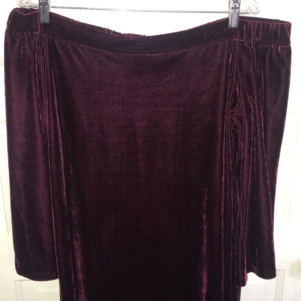 Maroon Velvet Off Shoulder Dress